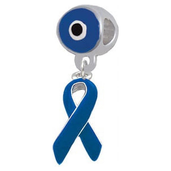 Blue Ribbon - Blue Evil Eye Charm Bead