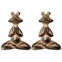 ICERUN 2Pcs Garden Statues,Resin Brown Meditating Frog Sculpture Fairy Garden Accessories,Guardian Frog Outdoor Decorations for Yard,Style4