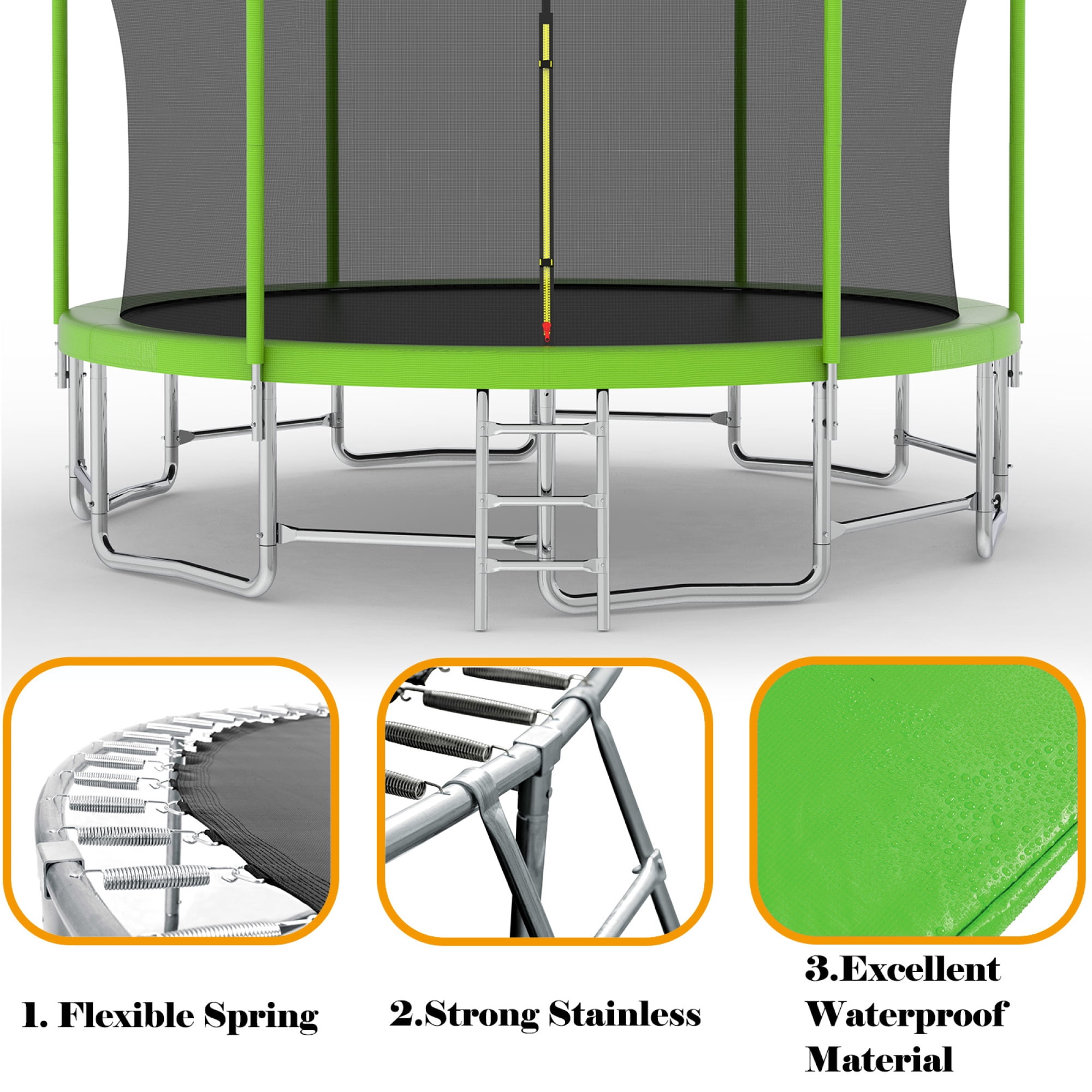 Leumius 16FT Trampoline with Basketball Hoop,Heavy-Duty Outdoor Trampoline with Enclosure Net,Upgraded Kids Recreational Trampoline for Kids and Adults,Green