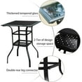 High Outdoor Patio Bar Height Glass Top Table, Black