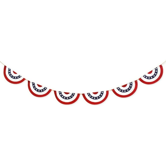 American Independence Day Decoration String Flag,98.4x7.9" Inch USA Patriotic Flag Bunting Half Fan Banner Decoration Indoor/Outdoor
