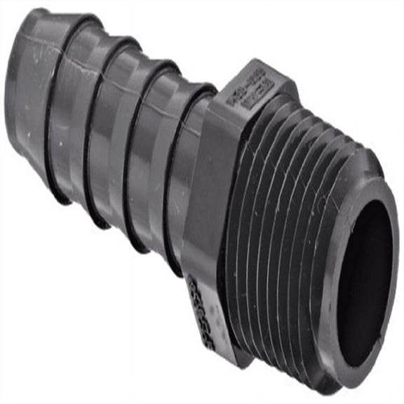 Spears 1436 Series PVC Tube Fitting, Adapter, Schedule 40, Gray, 1/2" Barbed x NPT Male