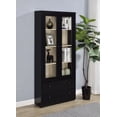thumbnail image 2 of Hawthorne 4-shelf Glass Door Cabinet with Drawers Black, 2 of 11