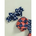 thumbnail image 5 of 4th of July Baby Girl Clothes American Flag Princess Romper Short Sleeve Ruched Romper Dress with Headband Memorial Day Outfit, 5 of 8