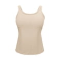 thumbnail image 6 of LLYWEY Built-in Bra Tank Top for Women - Casual Ribbed Knit Sleeveless Tee Shirts Solid Color Everyday Summer Tanks, 6 of 6