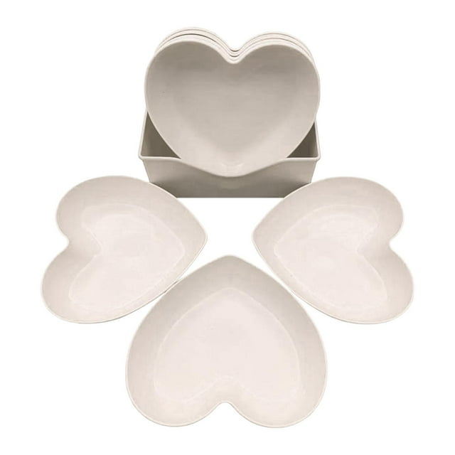 Platos en forma de corazón, platos para servir frutas, decorativos, plato de corazón, bandeja para servir el día de San Valentín, para dulces, nueces, Blanco