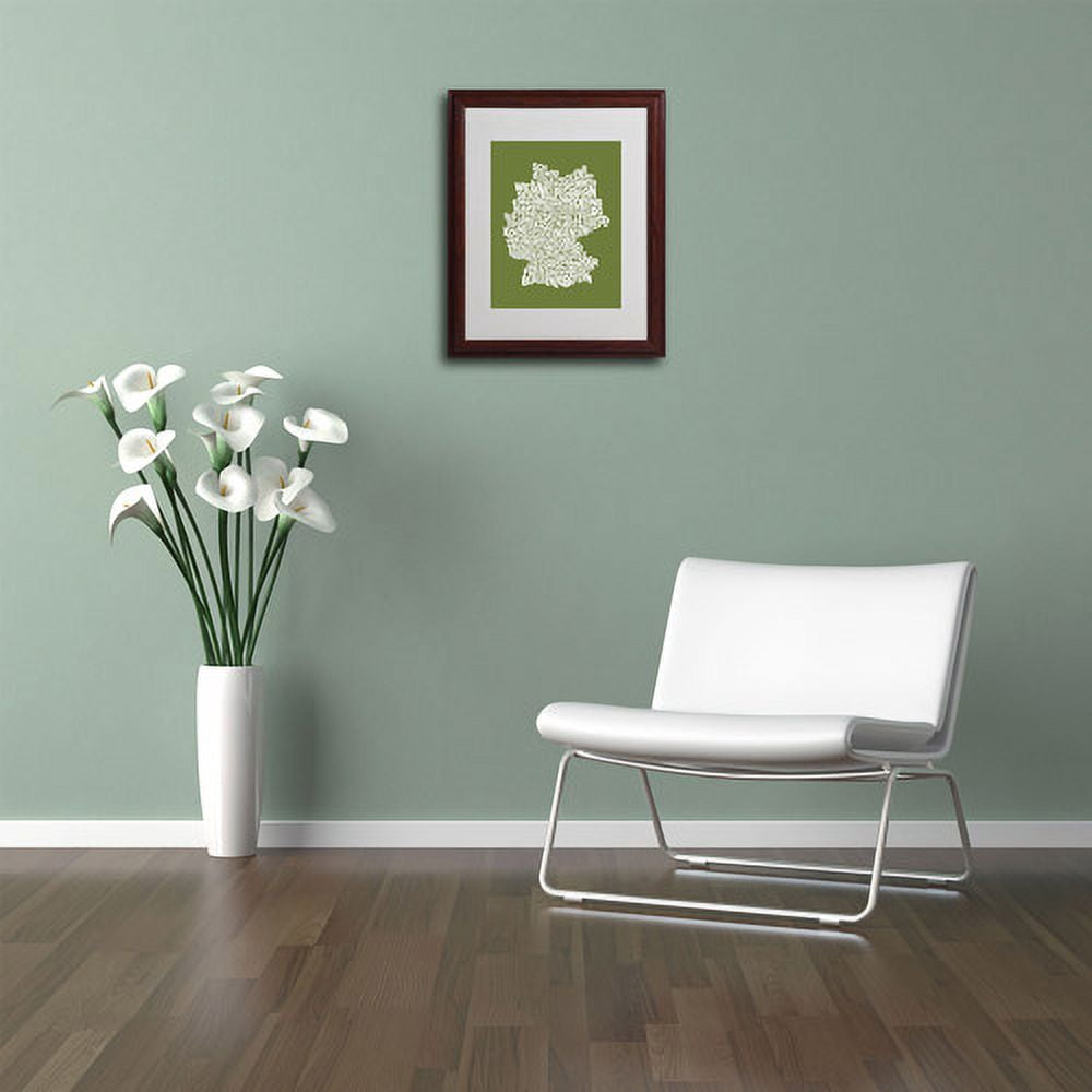 Trademark Fine Art "OLIVE-Germany Regions Map" Matted Framed by Michael Tompsett