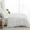 thumbnail image 3 of Nayoroom 3 Pieces White Flower Folded Duvet Cover Boho Textured Geometric Pattern King Bedding Set with Corner Ties & Zipper Closure, 3 of 6
