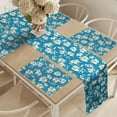 thumbnail image 2 of Ambesonne Floral Table Runner & Placemats, Blooming Lily Flowers Art, Placemat 4 pcs + Runner 14"x90", Sea Blue Eggshell, 2 of 2