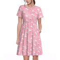 thumbnail image 1 of Balery Flamingos and Flowers Vestidos sueltos de manga corta para mujer, vestidos de verano 2025, vestidos casuales de corte A con vuelo., 1 of 6