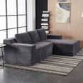 thumbnail image 2 of L Shaped Sectional Sofa, Corduroy Modular Floor Couch Set, No Assembly Compressed Foam Sofa, Modern 3-Seat L-Shape for Living Room, Antique Grey, 2 of 7