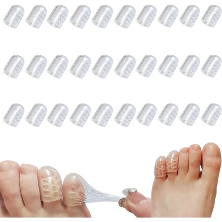 Silicone Anti-Friction Toe Protector - Gel Toe Covers for Men and Women - Breathable Toe Sleeves for Corns, Blisters, and Ingrown Toenails - Little Toe Protectors Caps Guards (30 PCS)