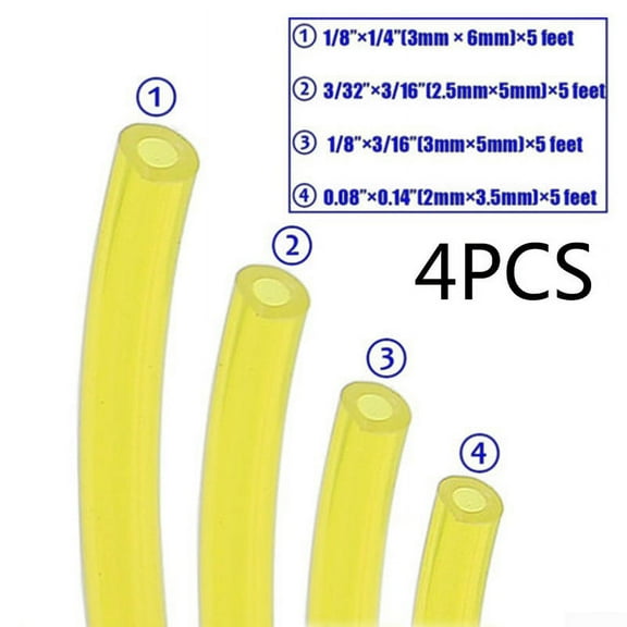 4pcs Tygon Petrol Fuel Gas Line Pipe Hose Tube For Trimmer Chainsaw Blower Tools
