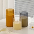 thumbnail image 3 of Glass Battery Operated LED Flameless Candles with Remote and Timer, Real Wax Candles Warm Color Flickering Light for Festival Wedding Home Party Decor(Pack of 3)-Gray, 3 of 8