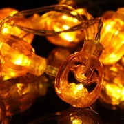 10 LED Halloween Pumpkin Battery Operated String Lights (1- or 2-Pack)
