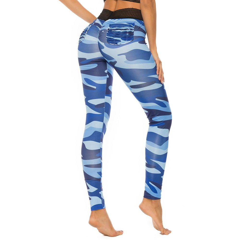 SEASUM - SEASUM Women's High Waist Printed Yoga Leggings With Pockets Mesh Tummy Control Scrunch