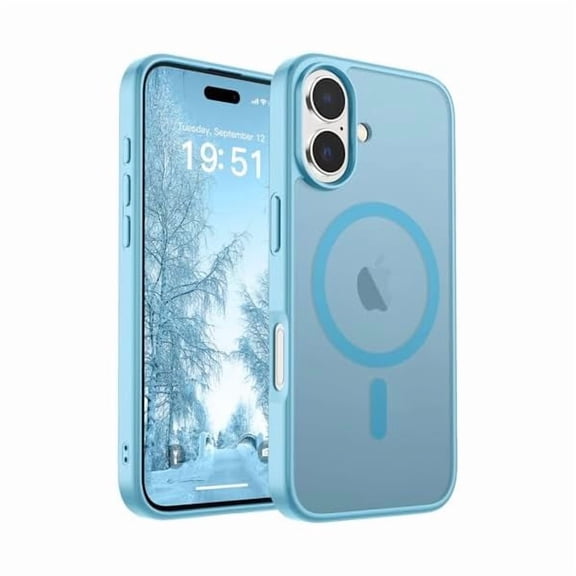 ZHU997 Magnetic for iPhone 17 Case (Compatible with MagSafe)(Military Grade Drop Protection) Translucent Matte Shockproof with Anti-Fingerprint Phone Cover 2025,Light Blue