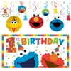 Sesame Street 1st Birthday Elmo Decorating Supplies, Include Swirls and a Banner