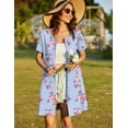 thumbnail image 4 of Ekouaer Women Zipper Front House Coat Short Sleeves Robe Zip Up Bathrobes Short Nightgown with Pockets, 4 of 6