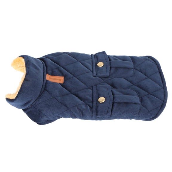 Riousery Warm Dog Jacket Fashion Windproof Cozy Thickened Comfortable Dog Winter Coat with Pocket for Pets Dogs Apparel Vest Size L Navy Blue (24 inches / 60 cm)