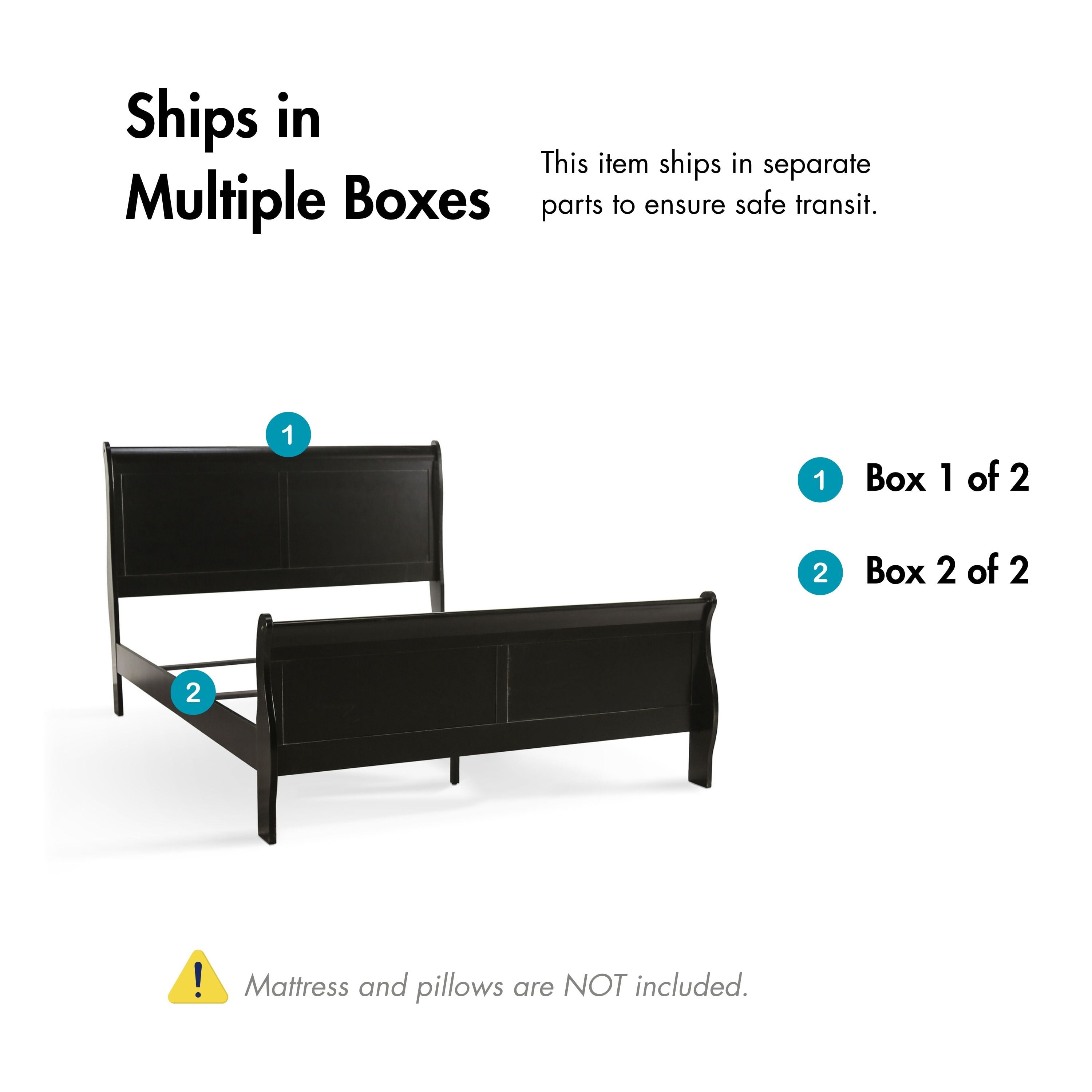 Furniture of America Vrai Kids Full Sleigh Headboard Wood Panel Bed, Black