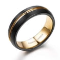 thumbnail image 3 of Wedding Ring Men Women 6mm Domed Black Rose Gold Line Tungsten Wedding Band, 3 of 5