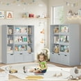 thumbnail image 4 of Homfa 6 Cube Toy Storage, Cube Organizer with Sliding Rack, 3 Drawer Kids Bookcase and Bookshelf, Gray, 4 of 7