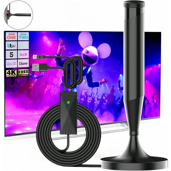 Pro HD TV Antenna– 1900  Mile Enhanced Range, Supports  Indoor/Outdoor 4K/1080P Smart TVs, Extended Range Reception for Local Channels, Amplified Signal Booster, 9.84 FT Coax Cable