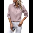 thumbnail image 1 of Camisas con Botones para Mujer, Blusas de Larga, Blusas Casuales Lisas para Oficina y Trabajo Rosa XXL, 1 of 7