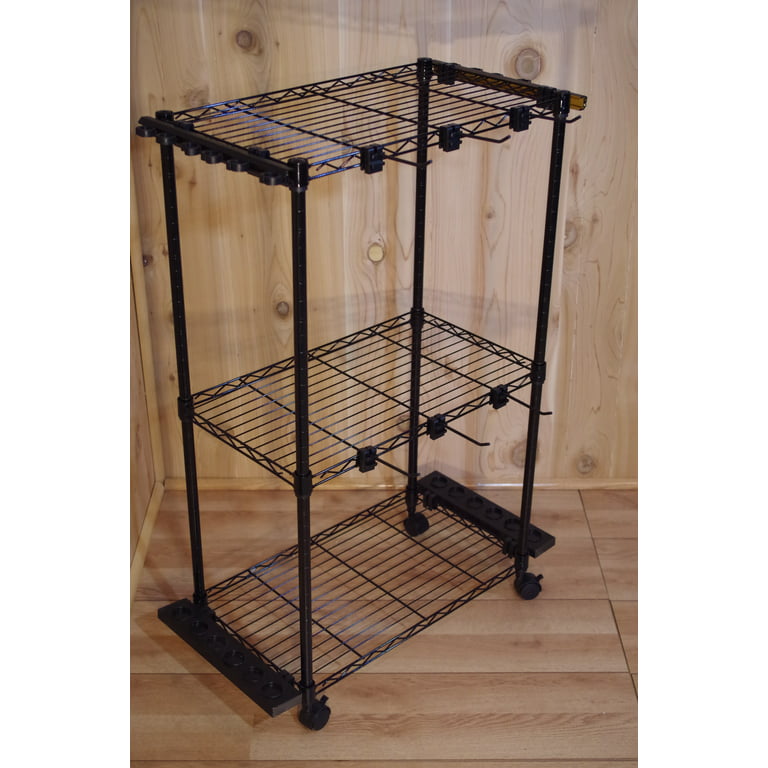 Old Cedar Outfitters Tackle Trolley with Adjustable Shelves and Racks to  Store Up to 12 Fishing Rods