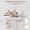 thumbnail image 2 of Jewelry Organizer Hanging Wall Mounted Jewelry Holder with Rustic Wood Drawer & Large Capacity Storage Shelf Rack Display for Earrings Rings Necklaces Bracelet(White Iron), 2 of 16