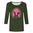 thumbnail image 4 of Honeeladyy Cute Easter Blouse for Women,Spring Casual Pullovers Three Quarter Sleeve Bunny Graphic Top Gift Army Green XXXXXL, 4 of 4