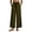 Green, variant on Womens Solid Linen Side Split Lace Fringe Wide Leg Pants Bohemian Resort Casual Brown S