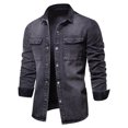 thumbnail image 3 of Rggeeun Denim Jackets For Men Spring Fall Casual With Pockets Long Sleeve Lapel Punk Jacket Outwear Streetwear, 3 of 3