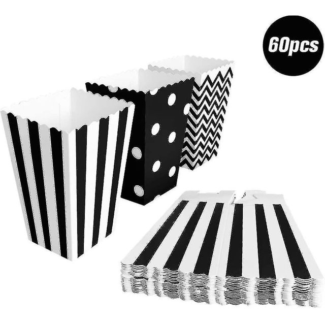 60 piezas de bolsas de palomitas de maíz, contenedor de dulces, caja de palomitas de maíz, bolsas de fiesta para palomitas de maíz, palitos de sal y barras de caramelo