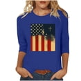 thumbnail image 1 of Wo-Fusoul T-Shirt pour Femmes, Haut à Col Rond Imprimé à Manches Trois Quarts, Chemise Décontractée à Manches 3/4, 1 of 6