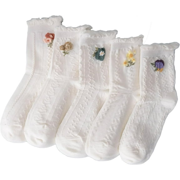 CoCozhu Women's 3 Pairs Cable Knit Casual Crew Socks Stretchy Solid Simple Socks