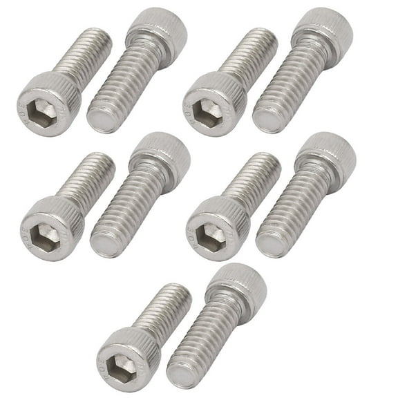 1/4"-20 x 3/4" 304 Stainless Steel Full Thread Hex Socket Head Cap Screws 10Pcs
