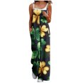 thumbnail image 3 of lcziwo St. Patrick's Day Sleeveless Overalls for Women Spring Casual Cotton Comfy Jumpsuits Cute Shamrock Print Rompers Loose Fit Wide Leg One Piece Pants Trousers Multicolor S, 3 of 7