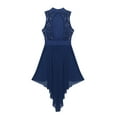 thumbnail image 6 of TiaoBug Women's Shiny Sequins Lyrical Dance Dress Halter Neck Sleeveless Leotard Ballet Dance Dress Navy_Blue Small, 6 of 7
