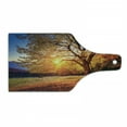 thumbnail image 1 of Fall Tree Cutting Board, Big Majestic Autumn Tree Shedding Faded Leaves on the Hill Slop Seasonal Landscape, Tempered Glass Cutting and Serving Board, Wine Bottle Shape, Brown, by Ambesonne, 1 of 1