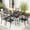 7 Piece (6 Stackable Chairs + 1 Rectangular Table), variant on SOLAURA Outdoor Dining Table, 60" x 37"Outdoor Rectangular Metal Table with 1.57" Umbrella Hole, for Backyards, Porches, Gardens or Poolside, Black