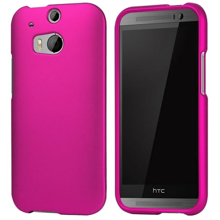 ROSE PINK RUBBERIZED HARD CASE PROTEX COVER FOR HTC ONE M8 PHONE