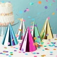 thumbnail image 2 of 50 Pack 5 Assorted Colors Foil Design Party Cone Hats for Kid Birthday Party, 2 of 4