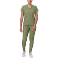 thumbnail image 1 of Adar Pro Heather Modern Athletic Scrub Set For Women - Modern V-Neck Scrub Top & Yoga Jogger Scrub Pants, 1 of 7