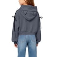 thumbnail image 5 of Girls Trendy Cropped Hoodie Long Sleeve Casual Regular Fit Cute Kids Pullover Sweatshirt Dark Gray 7-8 Years, 5 of 5