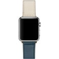 thumbnail image 2 of Watch Leather Band Strap, Genuine Premium Leather Wristband Compatible with Apple Watch (Ivory + Navy, 38/40 mm), 2 of 7