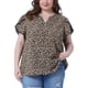 thumbnail image 1 of Blusas de verano de talla grande para mujer Agnes Orinda, con cuello en V, flores, mangas cortas, estilo tulipán, 3X, negro, 1 of 6
