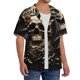 thumbnail image 2 of Fotbe Gold Rose Skull Camisa Estampada de Manga Corta para Hombre, Casual de Verano, Estilo Playero, Sin Arrugas-4X-Large, 2 of 5