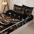 thumbnail image 3 of Homewish Vintage Boho Moth Zipper Twin Comforter Sets with Fitted Sheet and 2 Pillowcases,Colorful Floral Cute Mushroom Zipper Bedding Set,Black Brown,Black Reversible,4pcs, 3 of 8